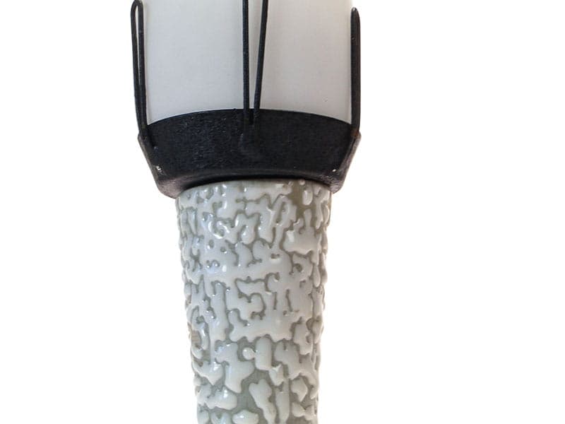 Lampa stołowa New Look, porcelit szary, szkło białe, proj. W. Gołajewska, Pruszków, Polska, lata 60. - 224490