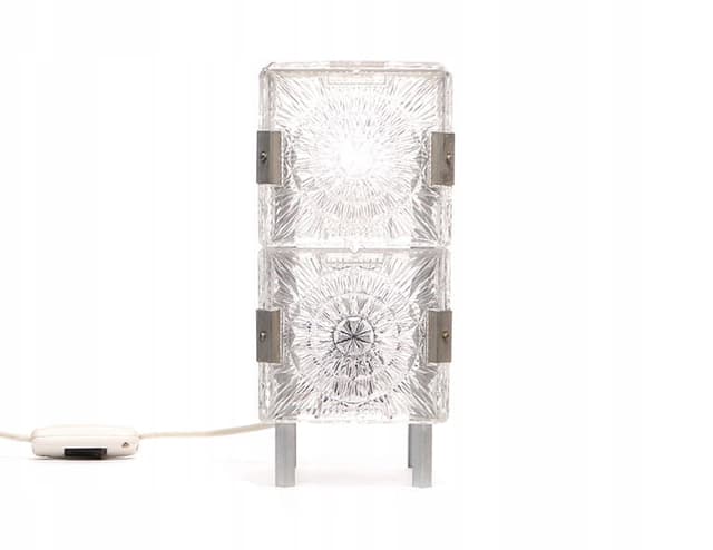 Lampa stołowa New Look, transparent, kryształ, Kamenický Šenov, Czechy, lata 50. - WYMIARY