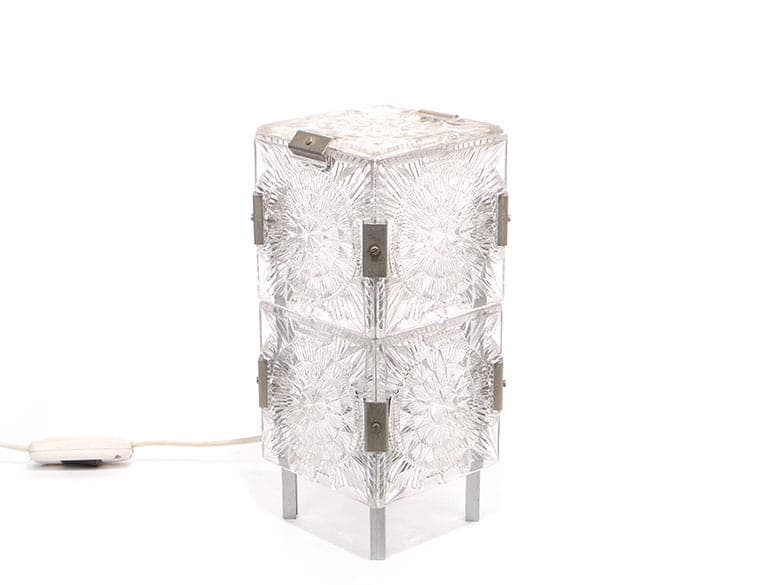 Lampa stołowa New Look, transparent, kryształ, Kamenický Šenov, Czechy, lata 50. - 224522