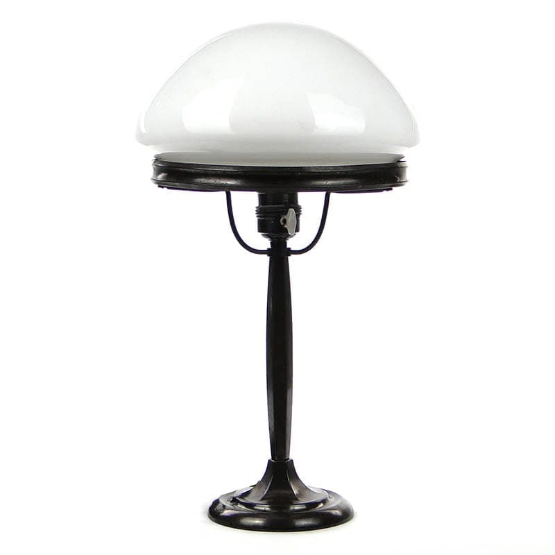 Lampa gabinetowa, metal brązowy, szkło białe, Polska, początek XX w.