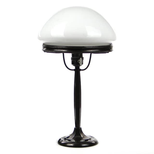 Lampa gabinetowa, metal brązowy, szkło białe, Polska, początek XX w. - WYMIARY