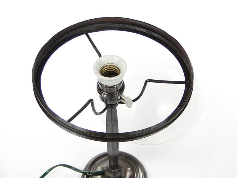 Lampa gabinetowa, metal brązowy, szkło białe, Polska, początek XX w. - 224530