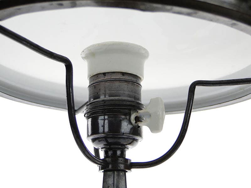 Lampa gabinetowa, metal brązowy, szkło białe, Polska, początek XX w. - 224529