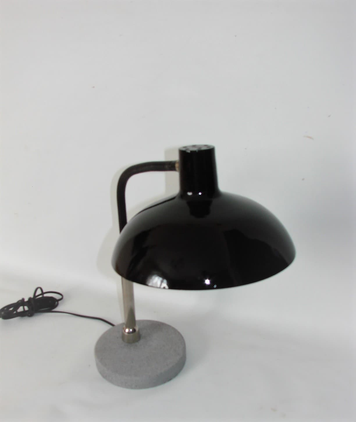 Lampa biurkowa, czarny, metal aluminium, lata 60. - 224557