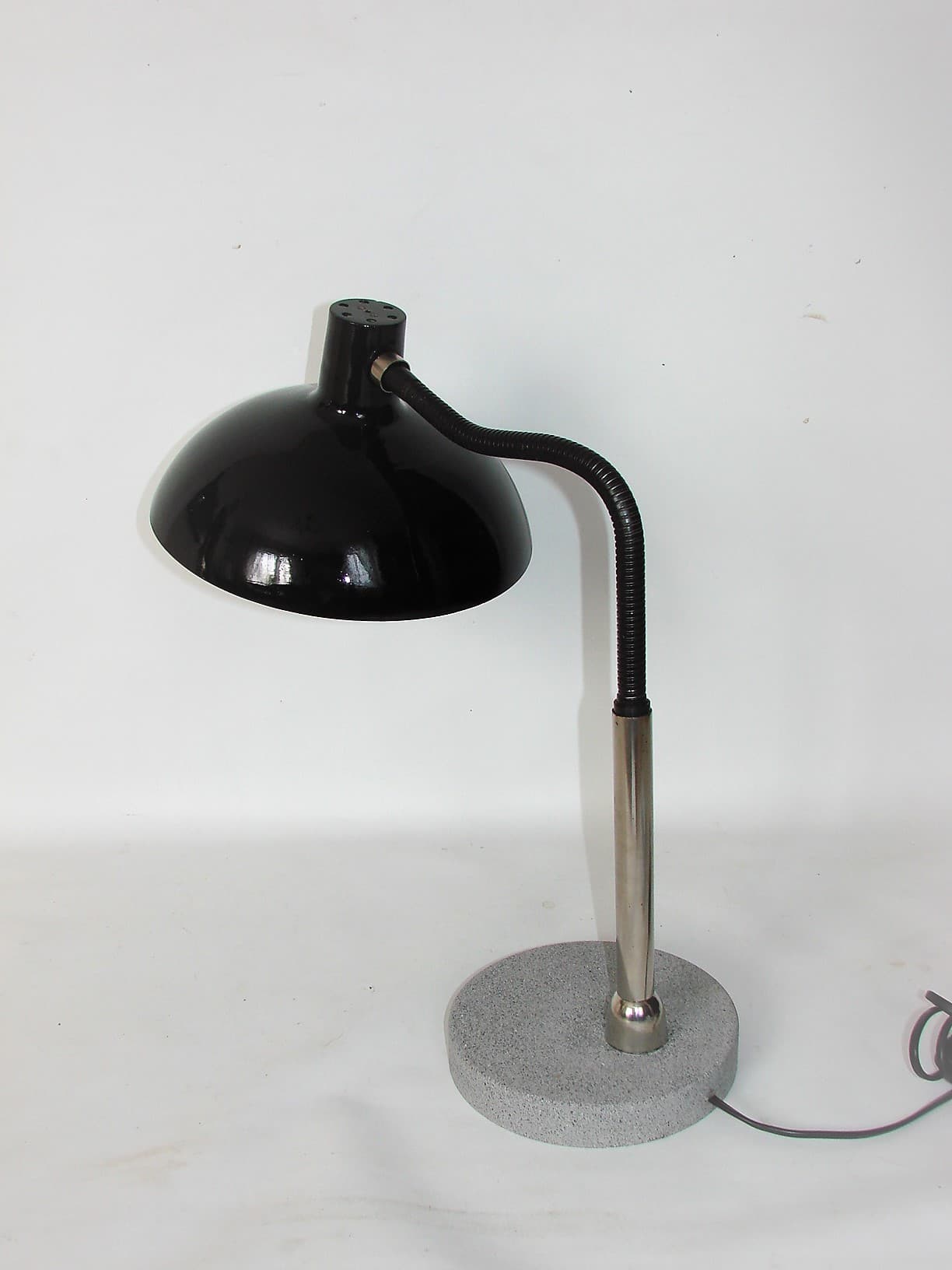 Lampa biurkowa, czarny, metal aluminium, lata 60. - 224553