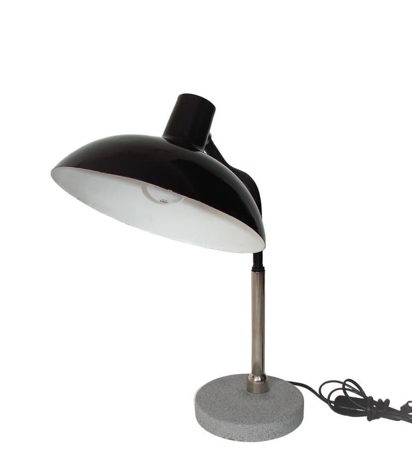 Lampa biurkowa, czarny, metal aluminium, lata 60.