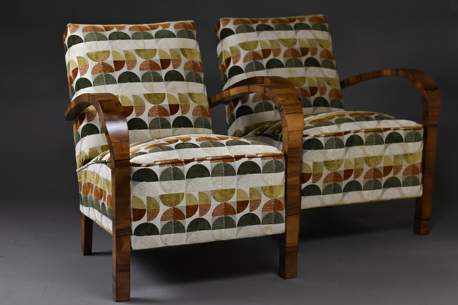 Para foteli Art Deco, multikolor, tkanina, drewno, lata 30. - 224592