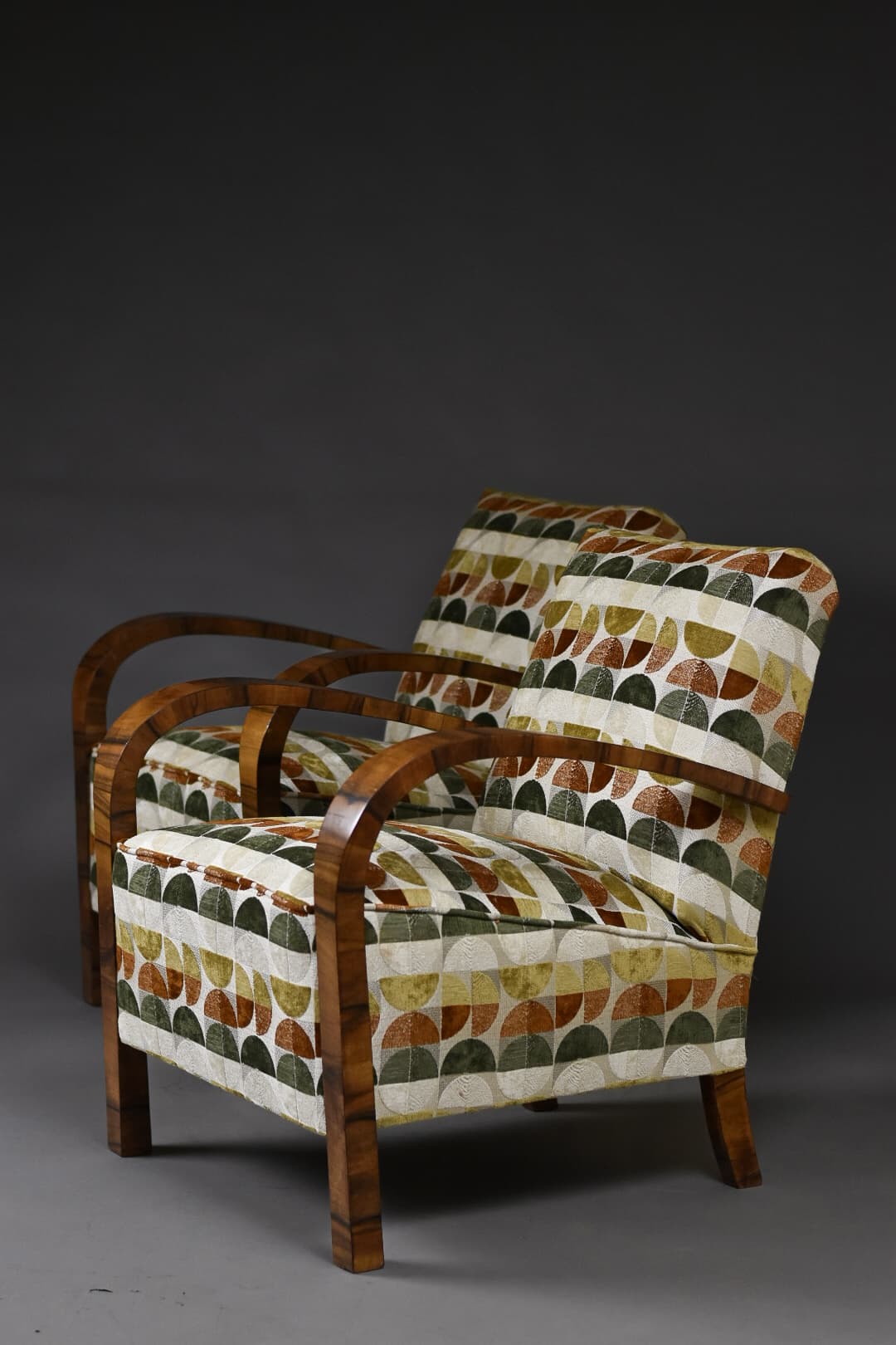 Para foteli Art Deco, multikolor, tkanina, drewno, lata 30. - 224591