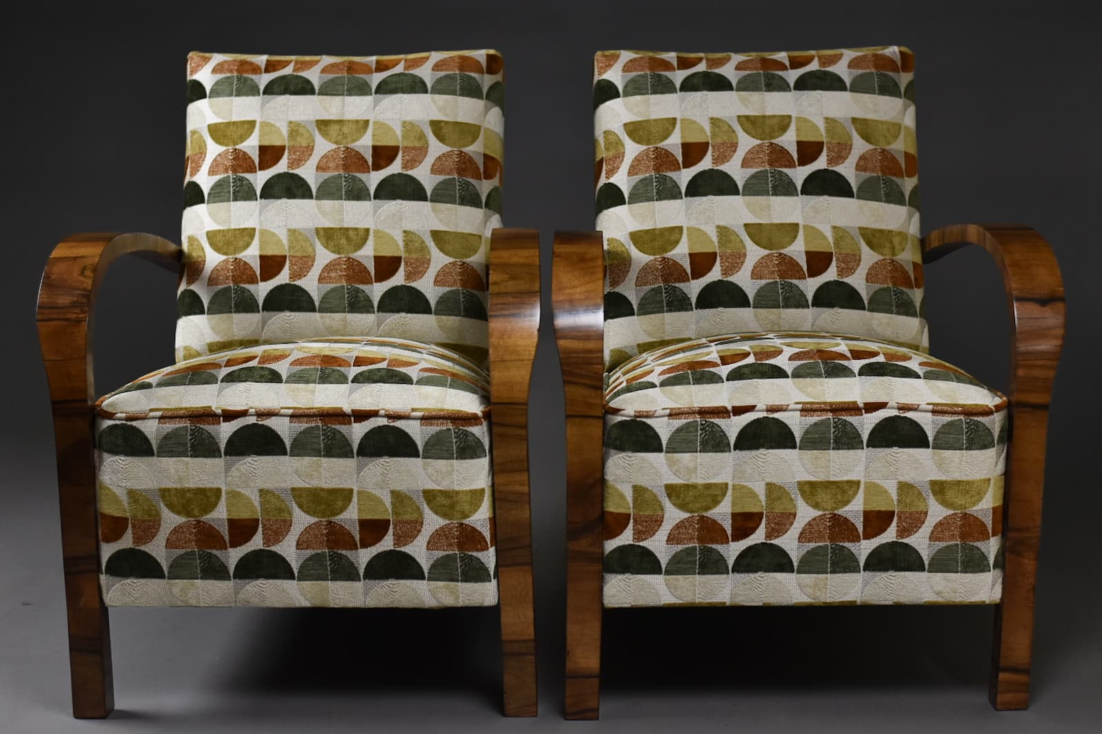 Para foteli Art Deco, multikolor, tkanina, drewno, lata 30. - 224595