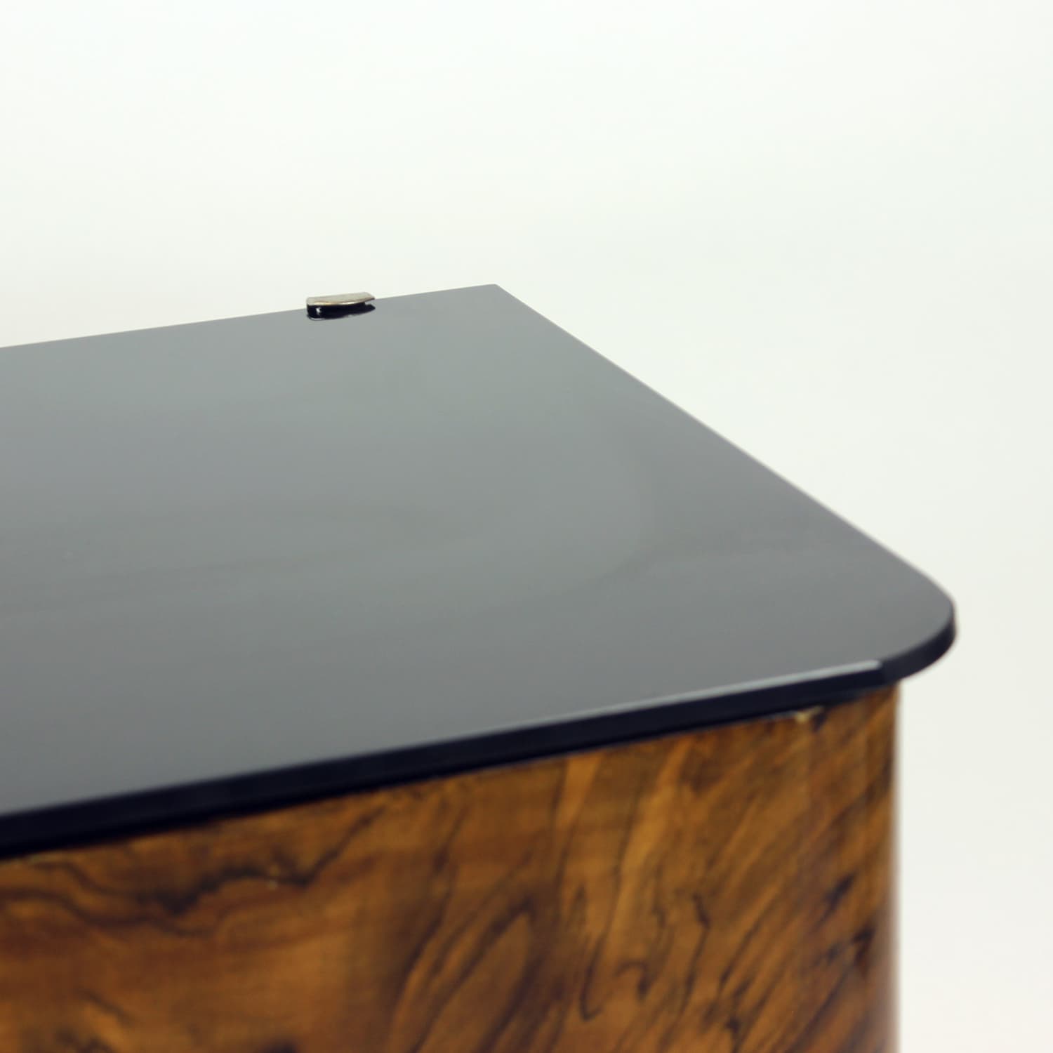 Para szafek nocnych Art Deco, brązowy, szkło czarne, Czechosłowacja, lata 40. - 224662