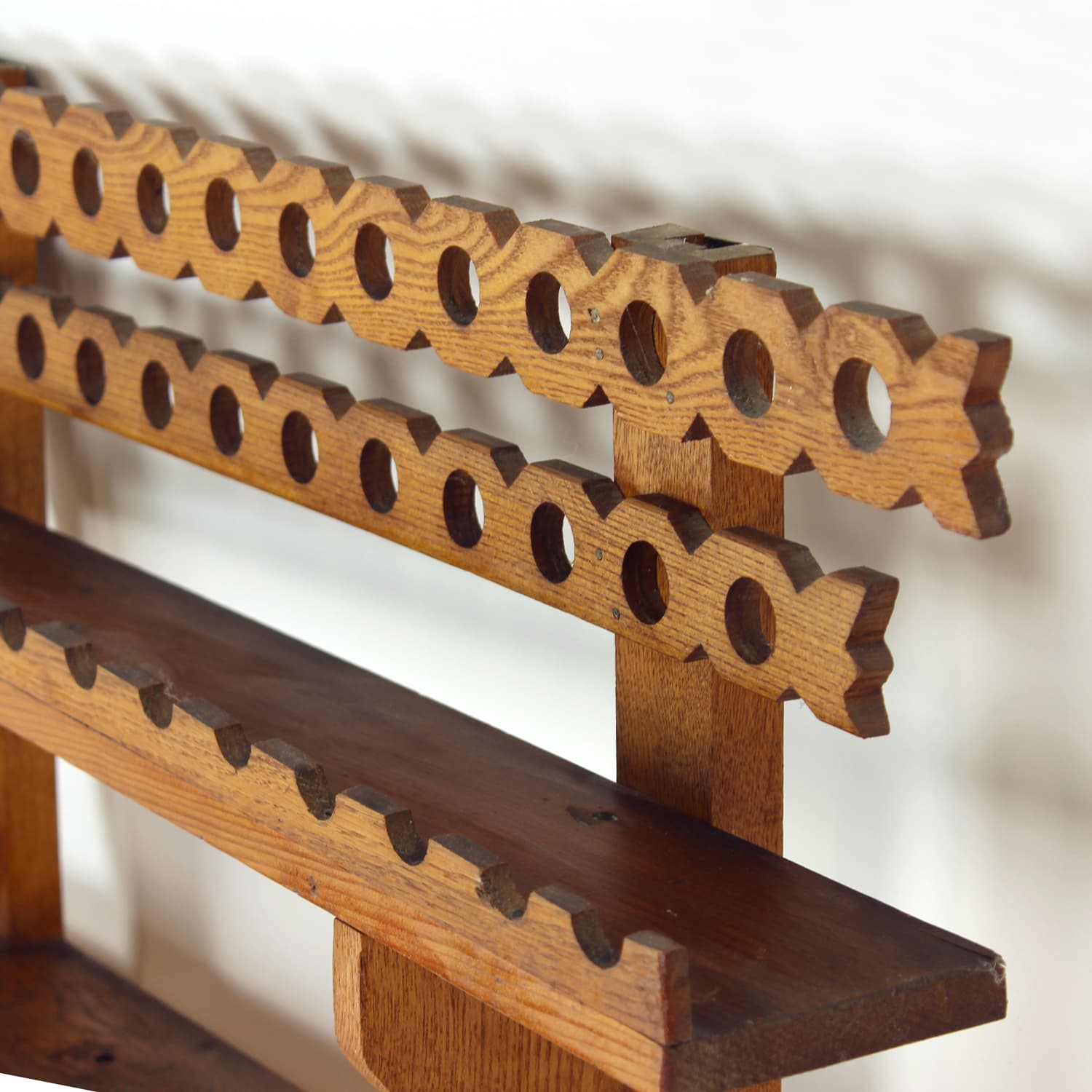 Wall shelf folk, brown wood, Czechoslovakia, 1950s. - 224673