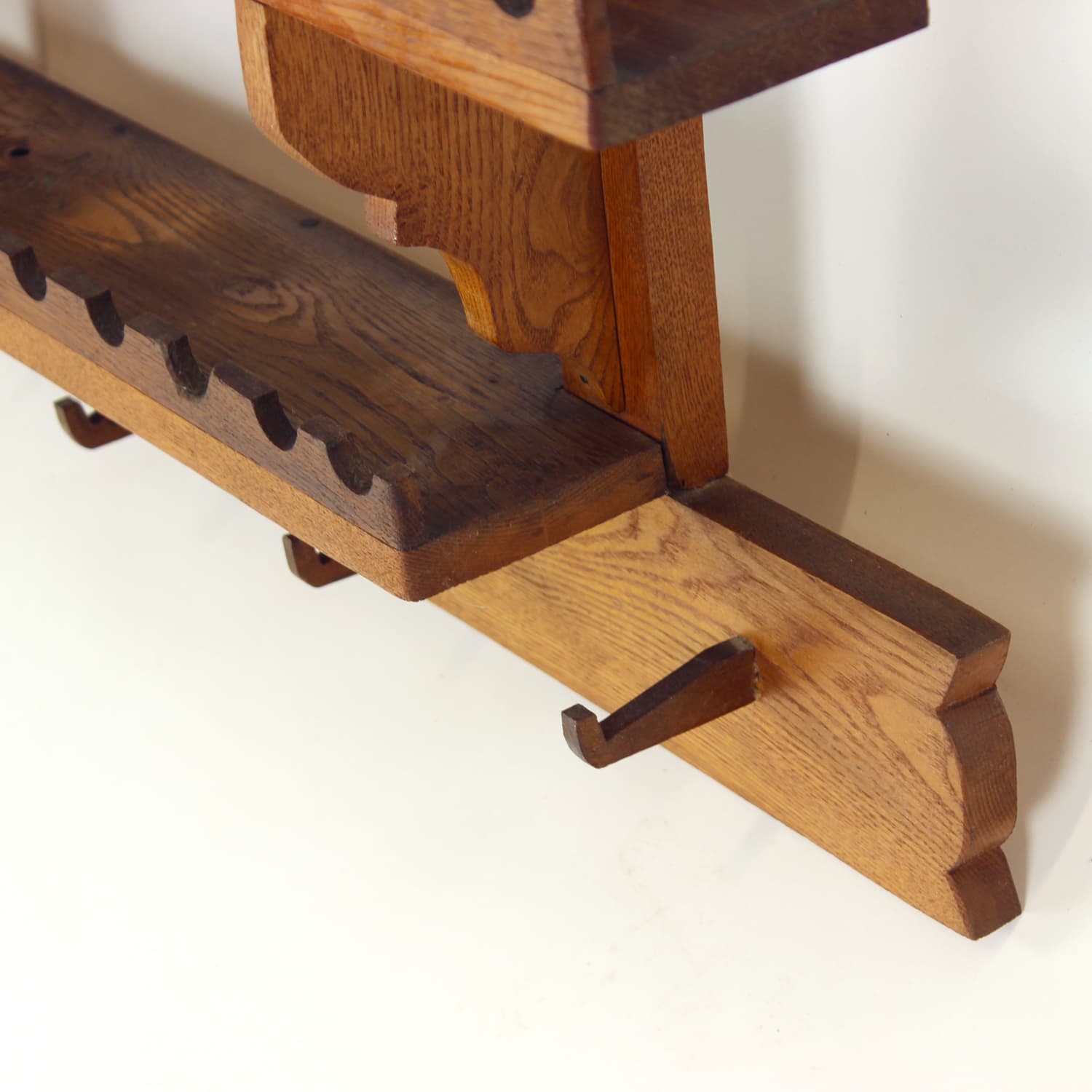 Wall shelf folk, brown wood, Czechoslovakia, 1950s. - 224672