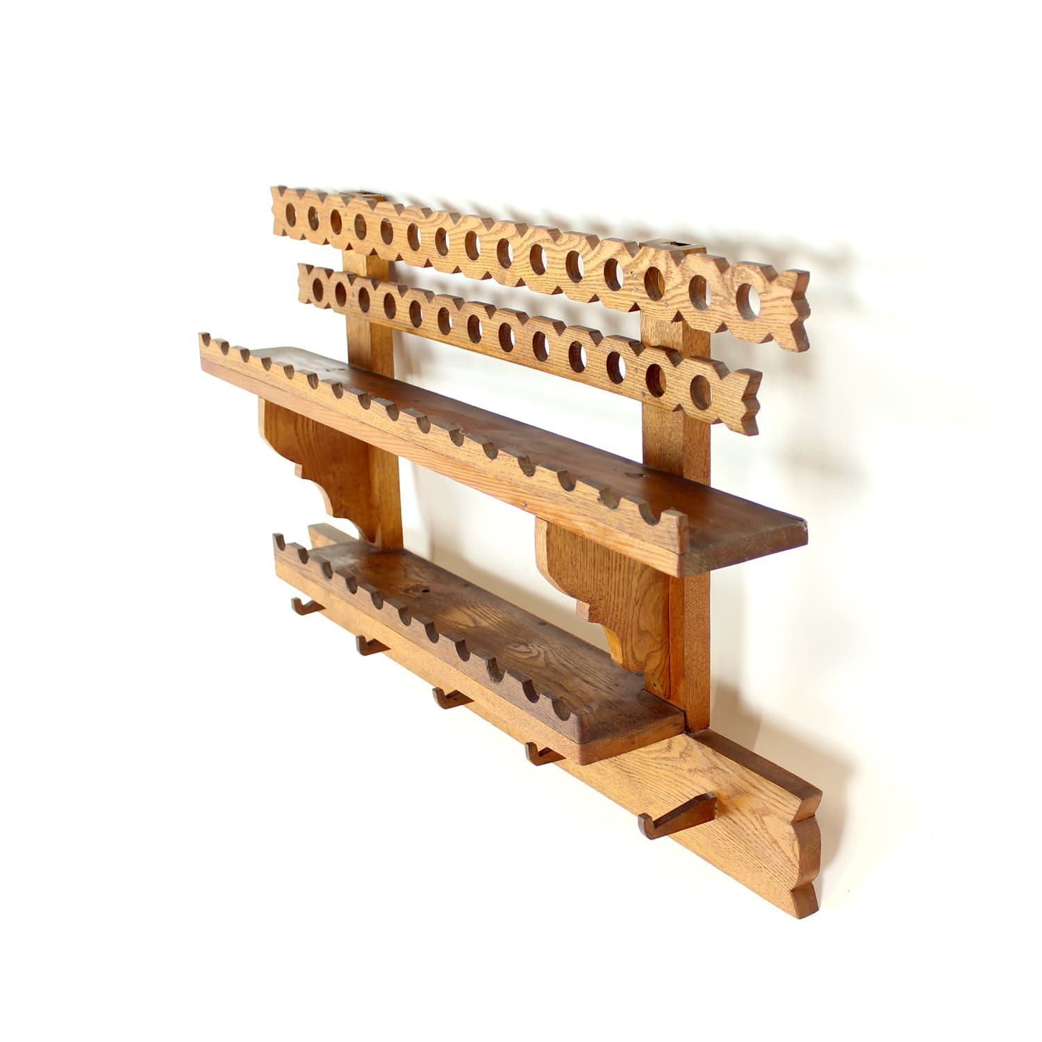 Wall shelf folk, brown wood, Czechoslovakia, 1950s. - 224671