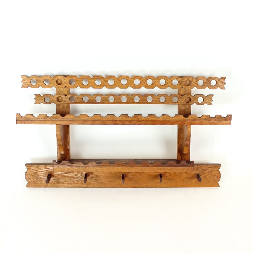 Półka ścienna folk, brązowy, drewno, Czechosłowacja, lata 50.