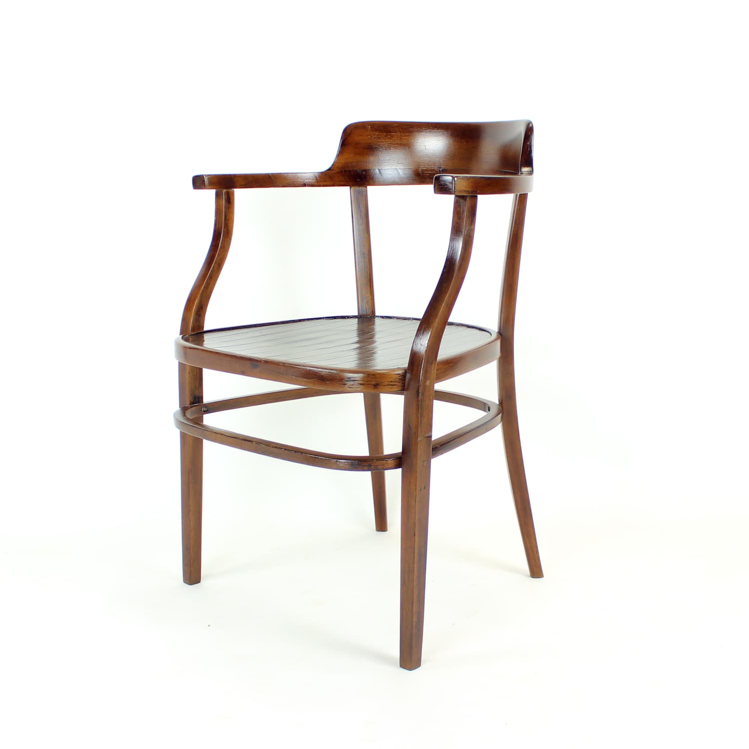 Fotel z podłokietnikami No. 6048, brązowy, drewno, proj. O. Wagner, Thonet, Austria, pocz. XX w.