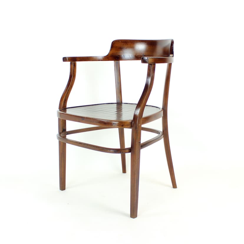 Fotel z podłokietnikami No. 6048, brązowy, drewno, proj. O. Wagner, Thonet, Austria, pocz. XX w.