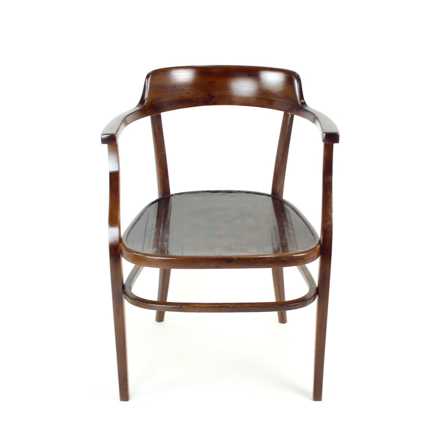 Fotel z podłokietnikami No. 6048, brązowy, drewno, proj. O. Wagner, Thonet, Austria, pocz. XX w. - 224676