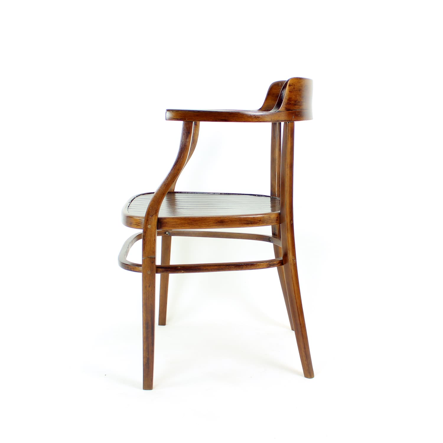 Fotel z podłokietnikami No. 6048, brązowy, drewno, proj. O. Wagner, Thonet, Austria, pocz. XX w. - 224681