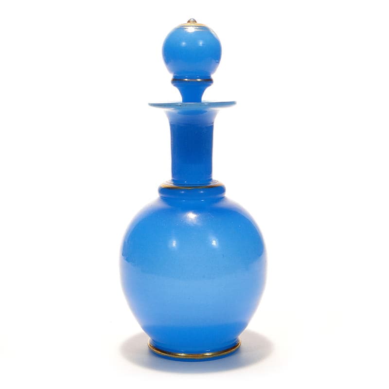 Karafka biedermeier, szkło opalowe błękitne, Austria, XIX w. - 224724