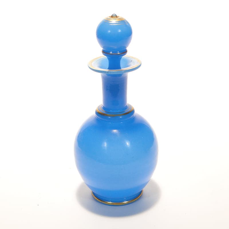 Karafka biedermeier, szkło opalowe błękitne, Austria, XIX w. - 224725