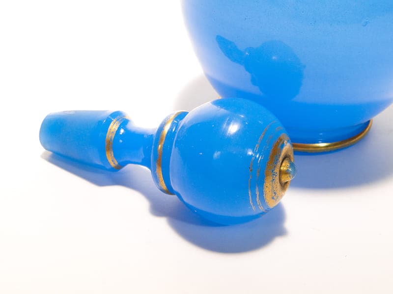 Karafka biedermeier, szkło opalowe błękitne, Austria, XIX w. - 224730