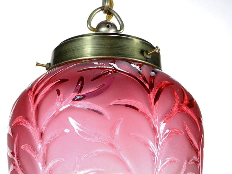 Pendant Lamp Art Nouveau, red glass, brass, Poland, early 20th c. - 224808