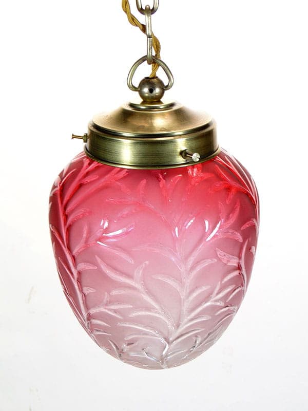 Pendant Lamp Art Nouveau, red glass, brass, Poland, early 20th c. - 224809