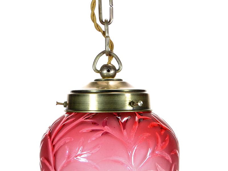 Pendant Lamp Art Nouveau, red glass, brass, Poland, early 20th c. - 224804