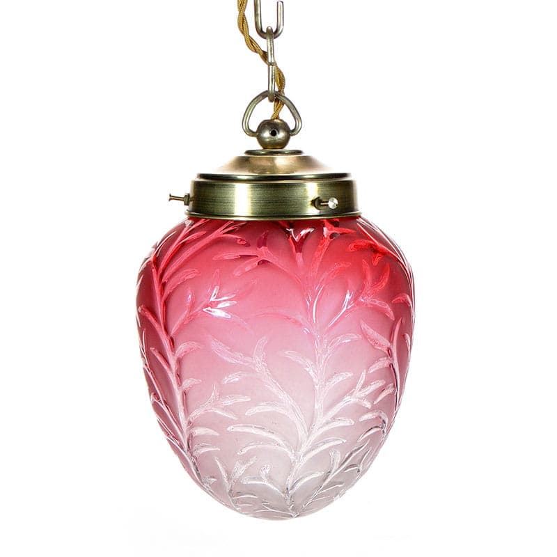 Pendant Lamp Art Nouveau, red glass, brass, Poland, early 20th c. - 224811