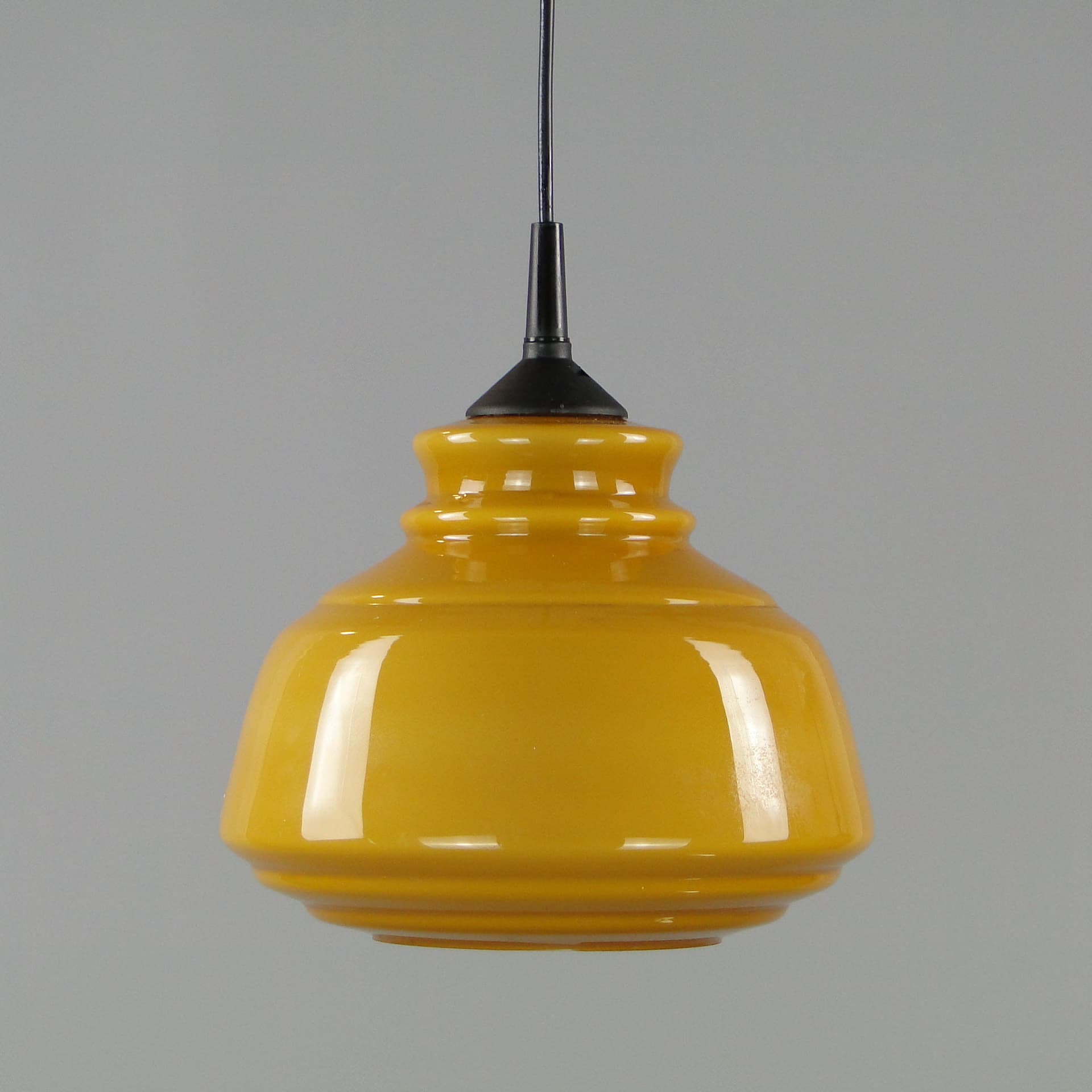 Lampa wisząca Pop Art, żółty, szkło, Polam, Polska, lata 60. - 224817