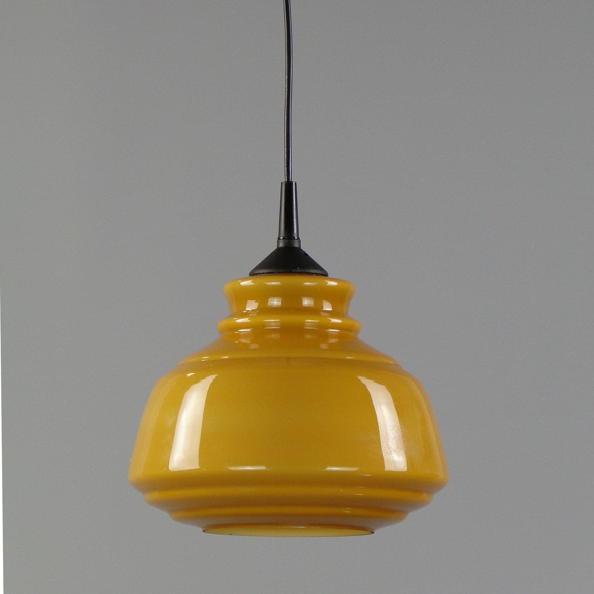 Lampa wisząca Pop Art, żółty, szkło, Polam, Polska, lata 60. - 224813