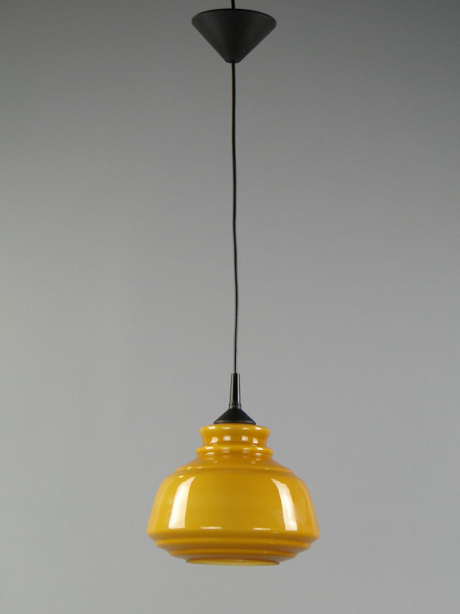 Lampa wisząca Pop Art, żółty, szkło, Polam, Polska, lata 60. - 224812