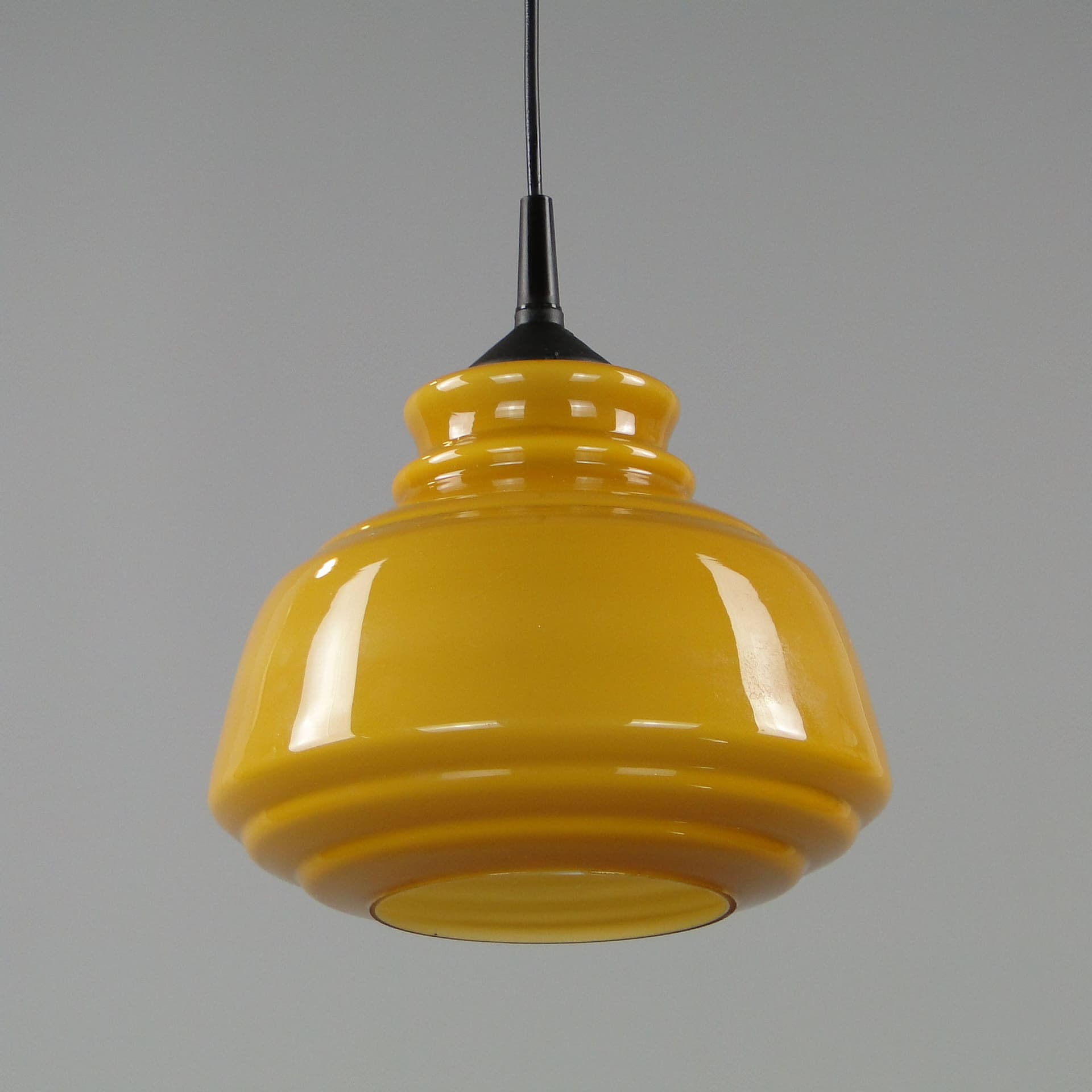 Lampa wisząca Pop Art, żółty, szkło, Polam, Polska, lata 60. - 224818