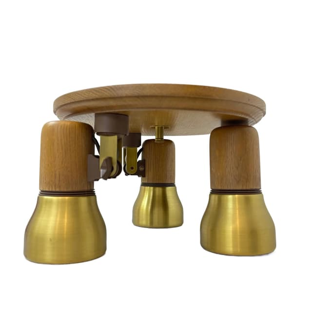 Dębowo-mosiężny plafon, Temde, Niemcy, lata 80. - WYMIARY