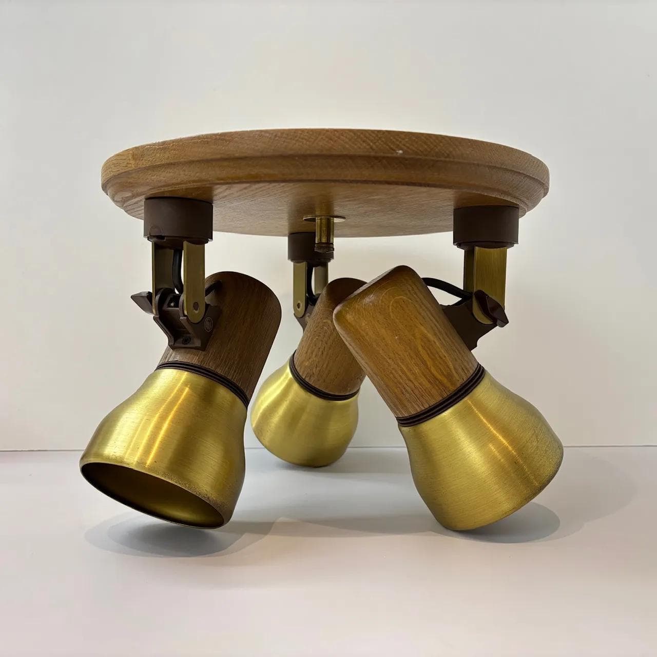 Dębowo-mosiężny plafon, Temde, Niemcy, lata 80. - 16490