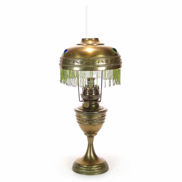 Lampa stołowa Paryżanka, mosiądz złoty, Francja, XIX w. - WYMIARY