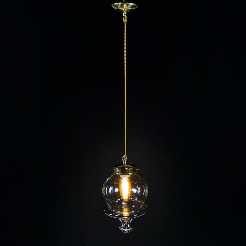 Pendant lamp, cognac glass, brass, Poland, 1970s. - 224956