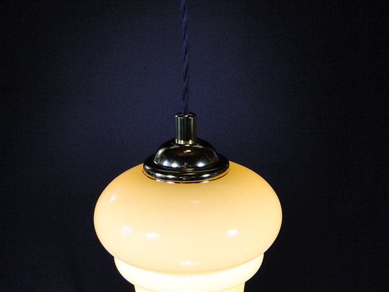 Lampa wisząca, szkło żółty, mosiądz, Polska, lata 50. - 224968