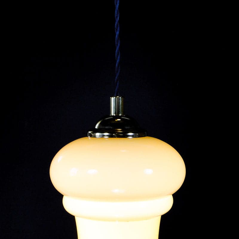 Lampa wisząca, szkło żółty, mosiądz, Polska, lata 50. - 224969