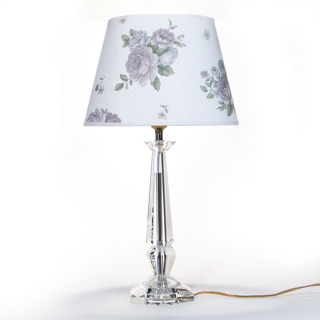 Lampa stołowa Art Deco, kryształ transparentny, Bohemia, Czechy, lata 20. - WYMIARY