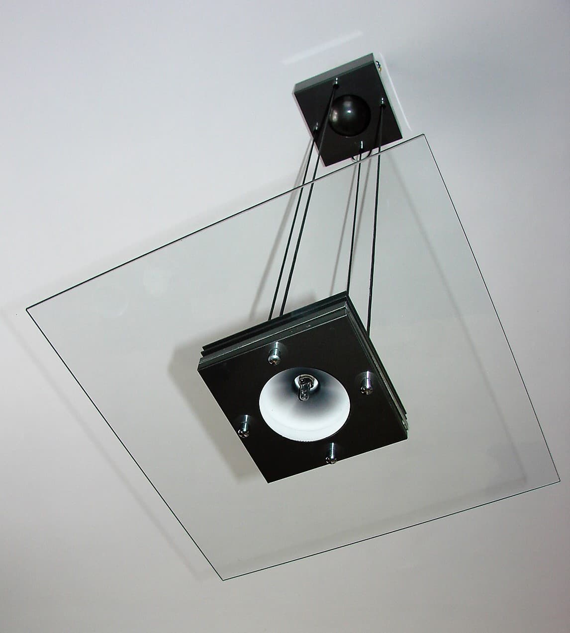 Pendant Lamp Modern, black, metal, glass, 1990s. - 224992