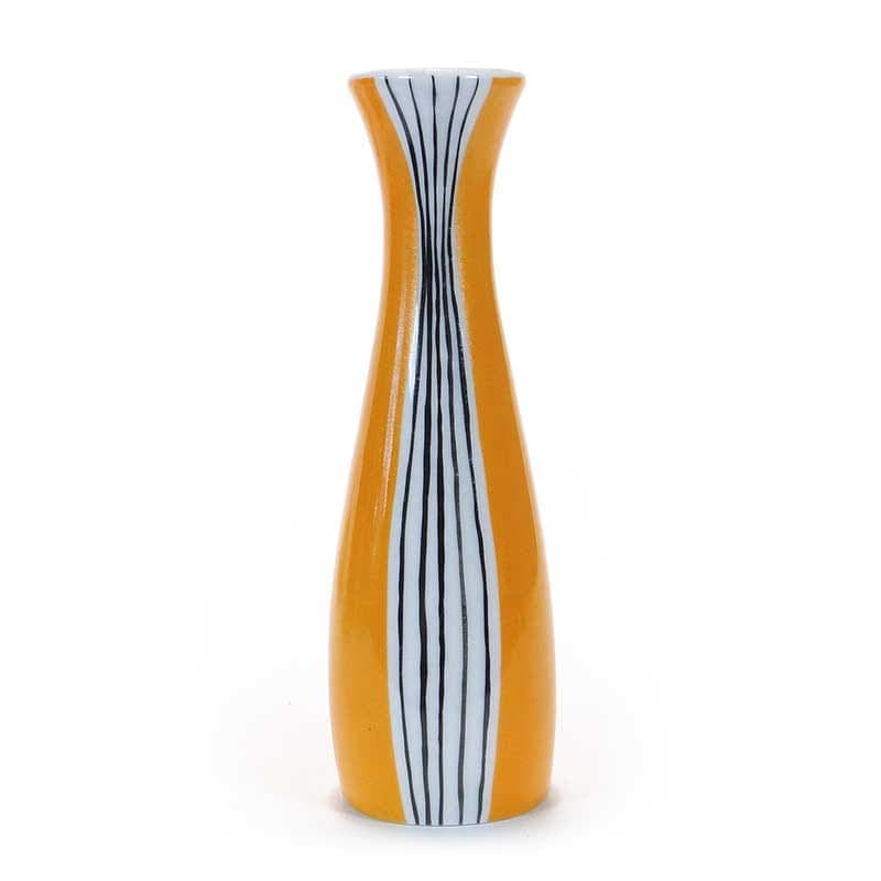 Wazon, musztardowy żółty, porcelana, proj. D. Duszniak, Ćmielów, Polska, lata 80.