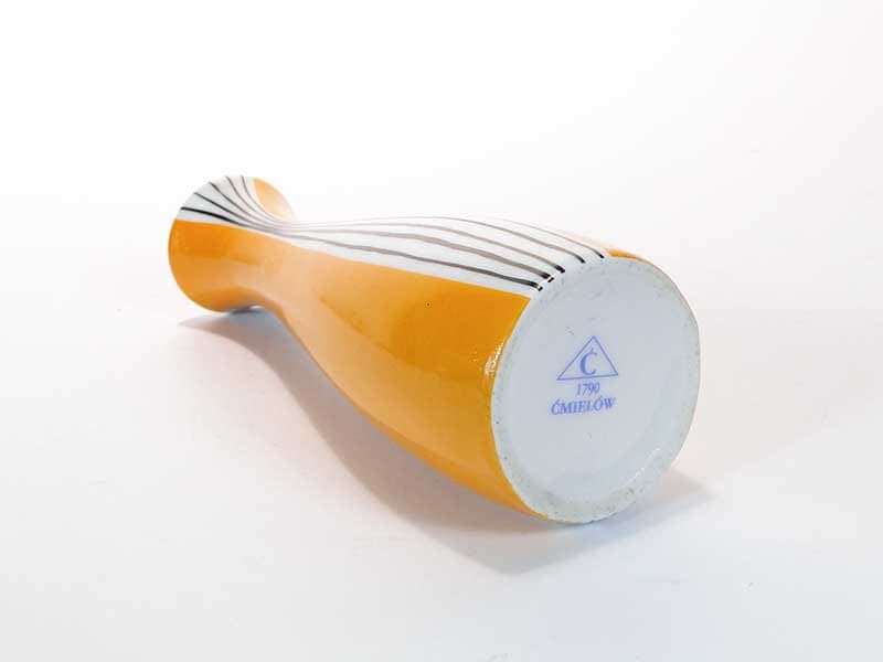 Wazon, musztardowy żółty, porcelana, proj. D. Duszniak, Ćmielów, Polska, lata 80. - 225097