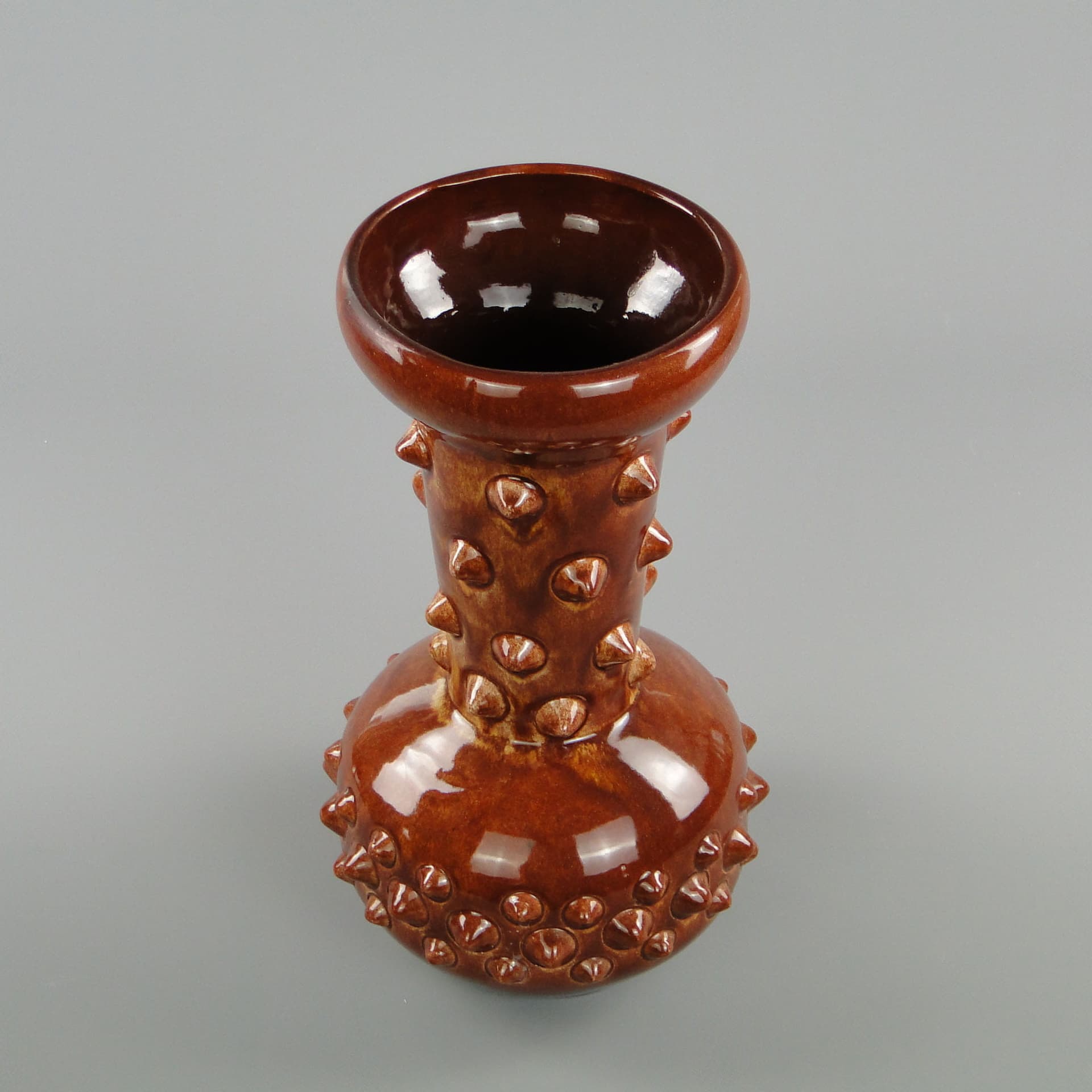 Wazon Maczuga, brązowy, kamionka, proj. J. Sacha, Polska, lata 70. - 225134