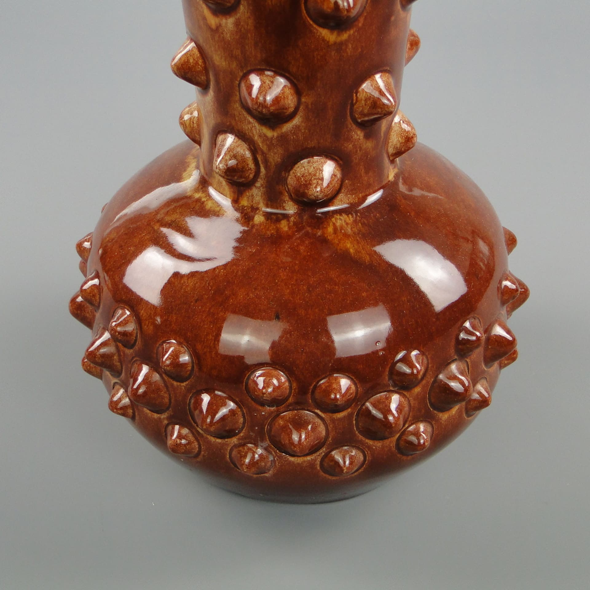 Wazon Maczuga, brązowy, kamionka, proj. J. Sacha, Polska, lata 70. - 225129