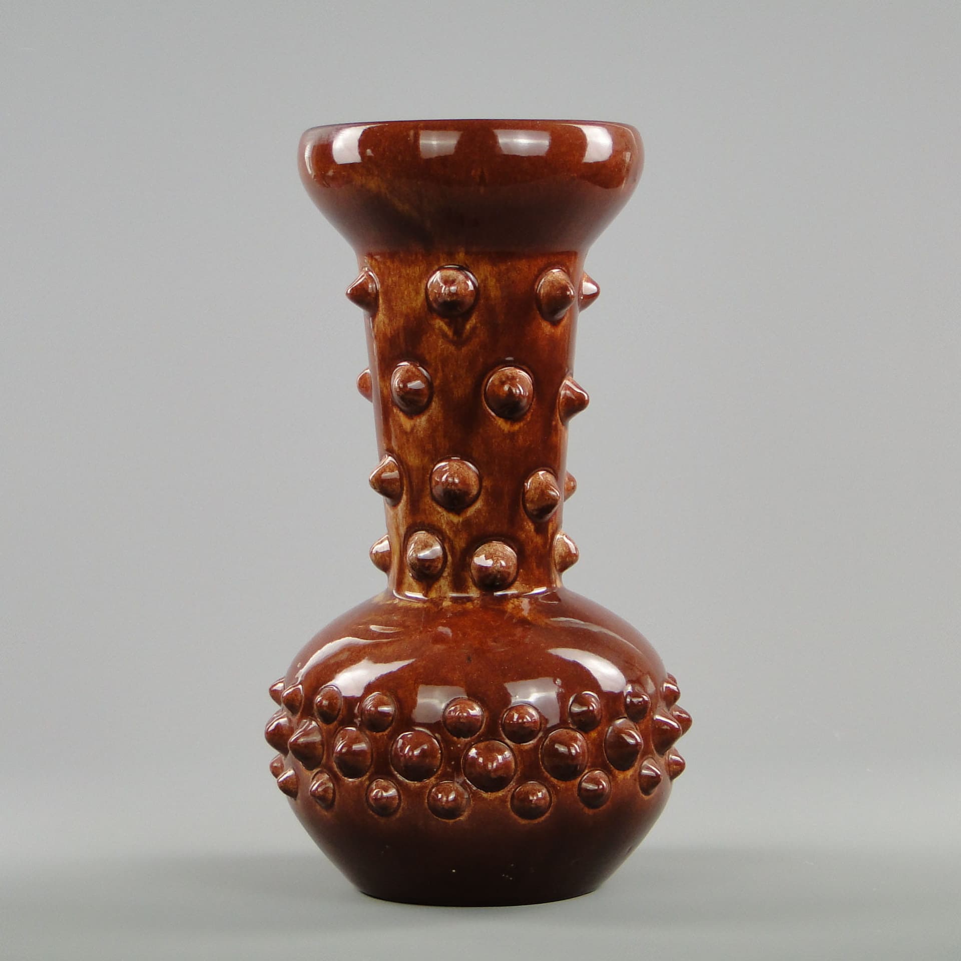 Wazon Maczuga, brązowy, kamionka, proj. J. Sacha, Polska, lata 70. - 225135