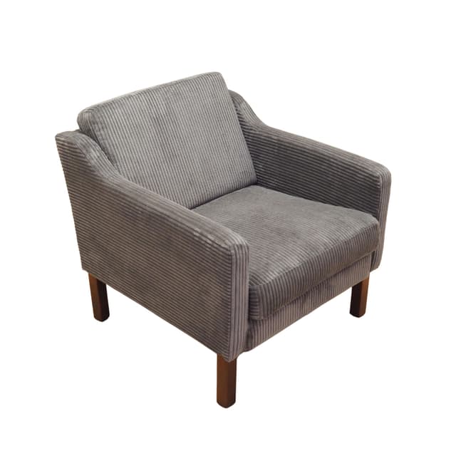 Armchair, grey velvet, brown beech, Denmark, 1970s - DIMENSION