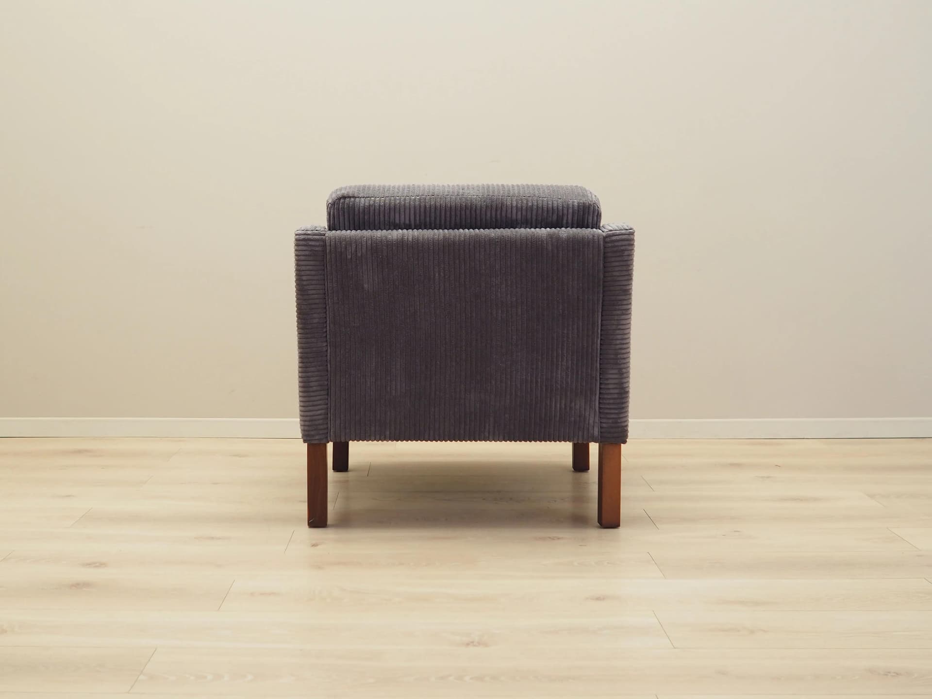 Armchair, grey velvet, brown beech, Denmark, 1970s - 16468