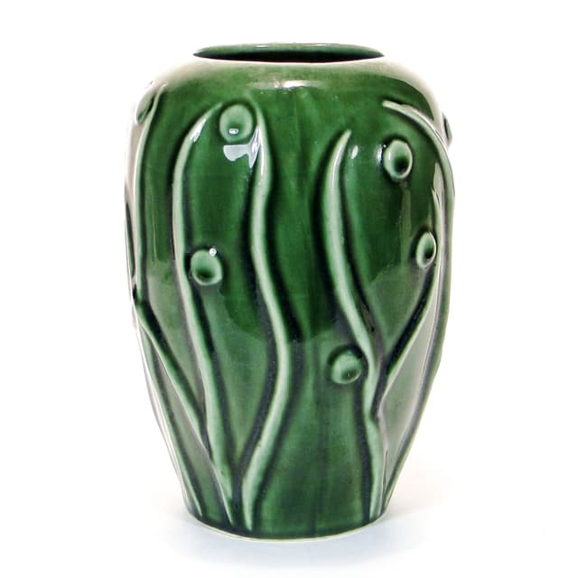 Wazon, ceramika zielona, proj. M. Worotyńska, Polska, lata 60. - WYMIARY