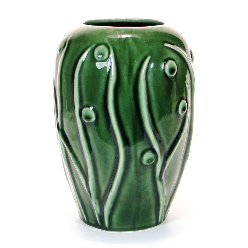 Wazon, ceramika zielona, proj. M. Worotyńska, Polska, lata 60.